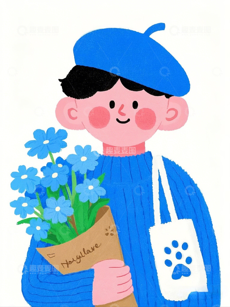 高清大图下载【趣麦麦图】扁平风格男孩