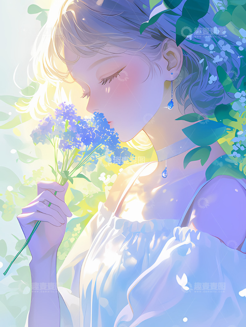 高清大图下载【趣麦麦图】春日女孩--插画3