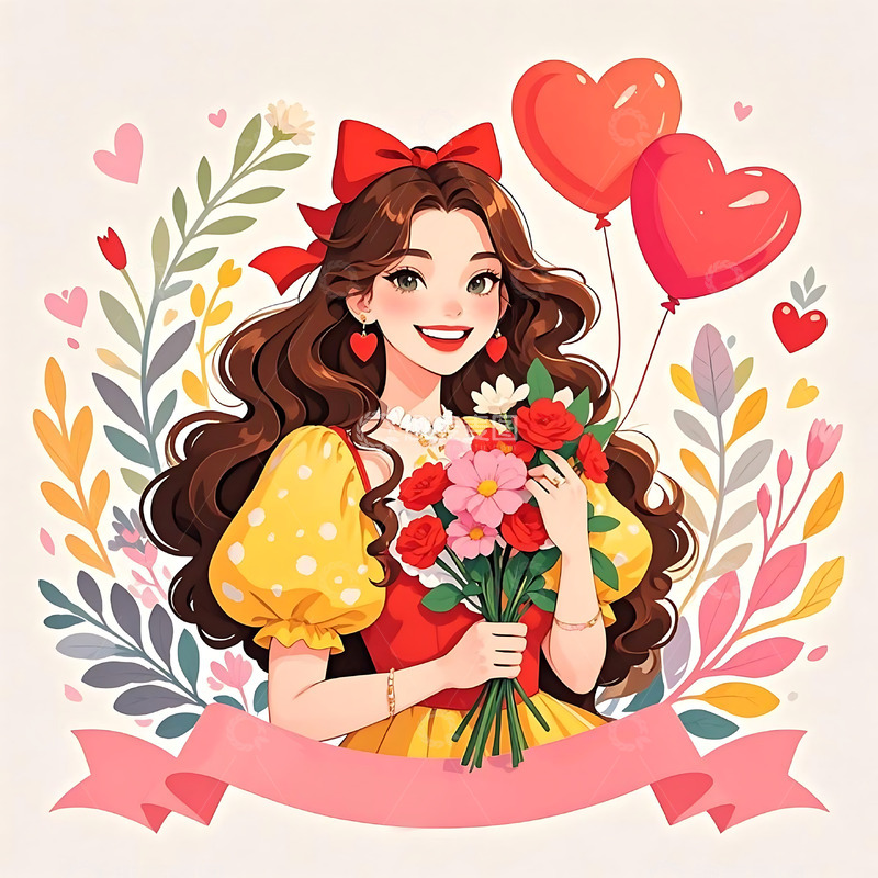 高清大图下载【趣麦麦图】妇女节手绘卡通人物元素14