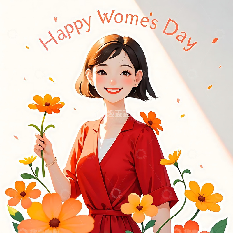 高清大图下载【趣麦麦图】女神节手绘卡通人物元素