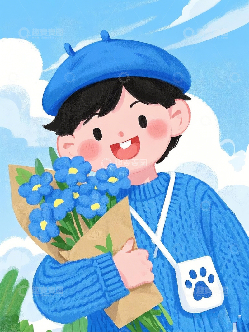 高清大图下载【趣麦麦图】扁平风格男孩1