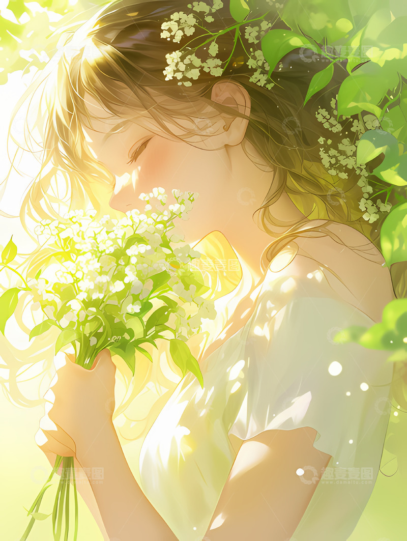 高清大图下载【趣麦麦图】春日女孩--插画4