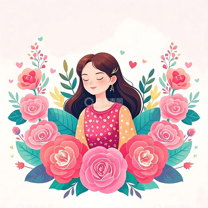 高清大图下载【趣麦麦图】妇女节手绘卡通人物元素44