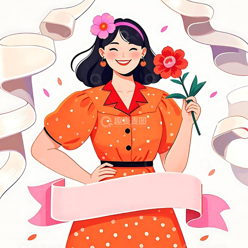 高清大图下载【趣麦麦图】妇女节手绘卡通人物元素55