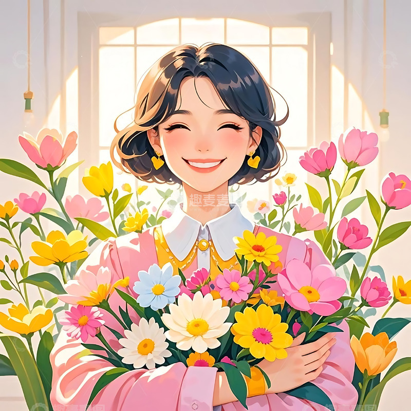 高清大图下载【趣麦麦图】女神节手绘卡通人物元素15