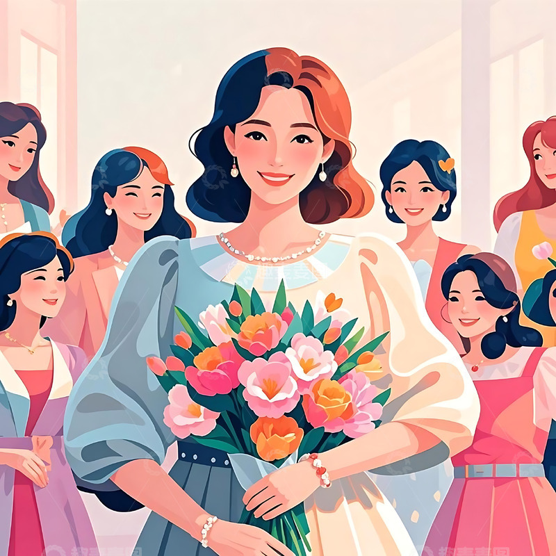 高清大图下载【趣麦麦图】女神节手绘卡通人物元素10