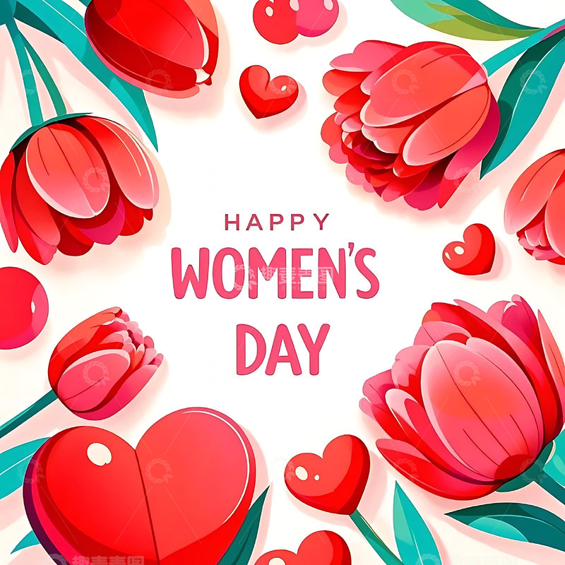 高清大图下载【趣麦麦图】妇女节花朵植物背景元素