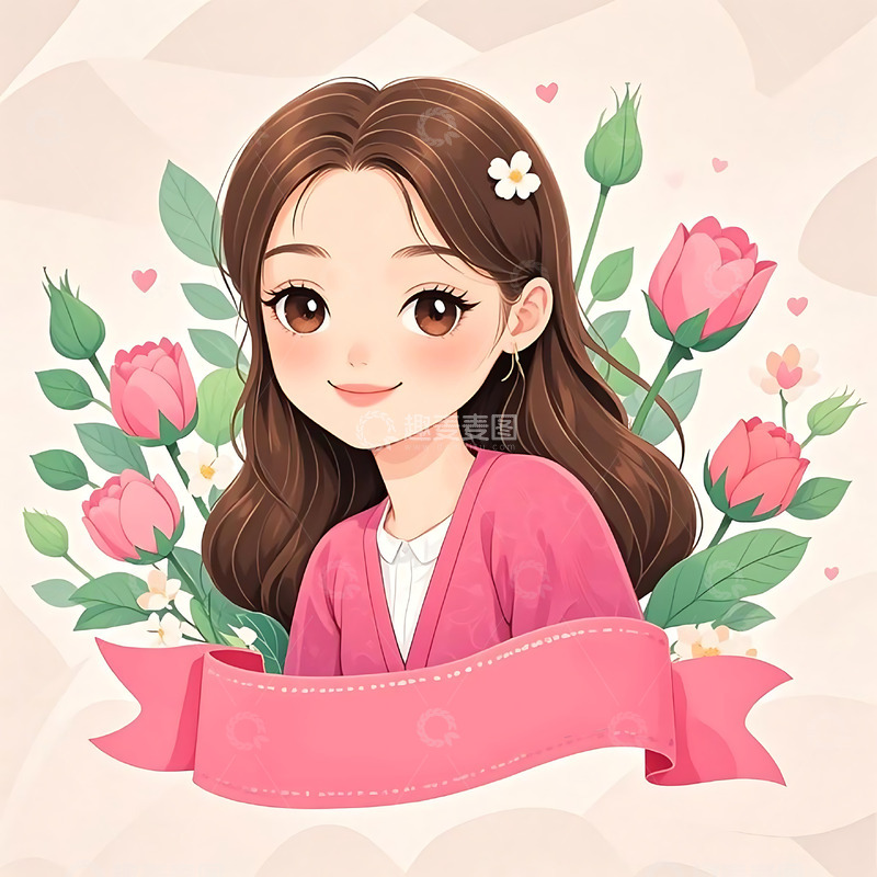 高清大图下载【趣麦麦图】女神节手绘卡通人物元素16