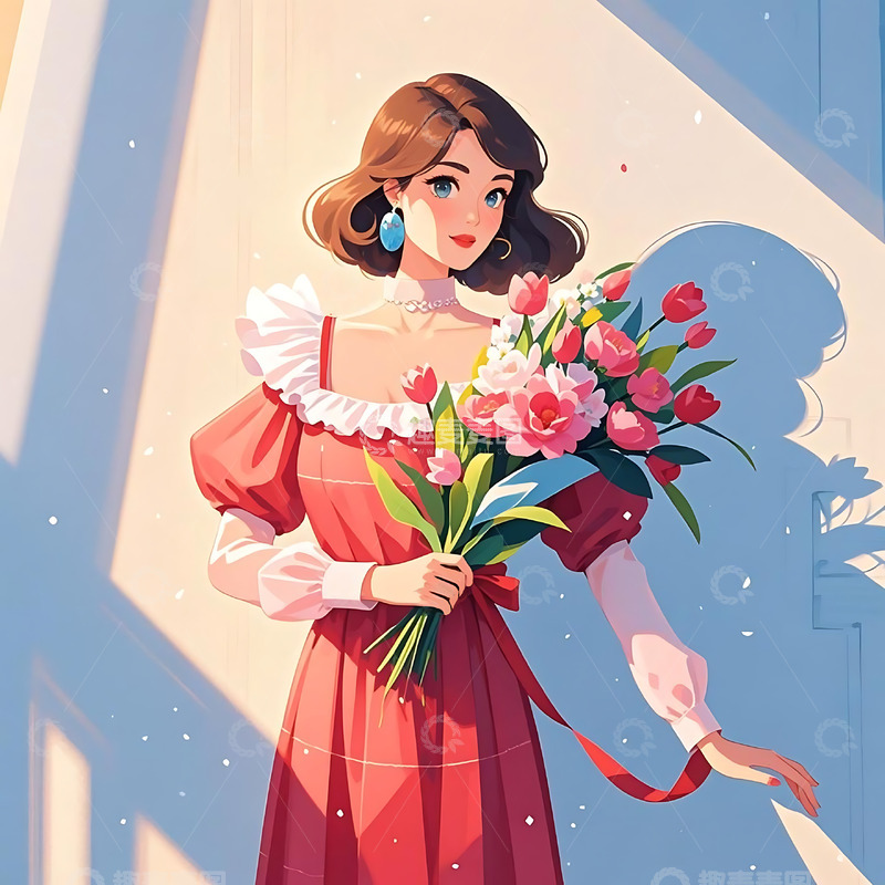 高清大图下载【趣麦麦图】女神节手绘卡通人物元素1