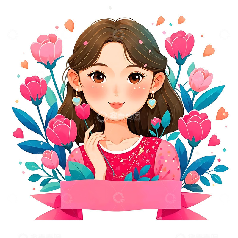 高清大图下载【趣麦麦图】妇女节手绘卡通人物元素38