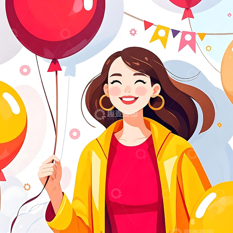 高清大图下载【趣麦麦图】女神节手绘卡通人物元素19