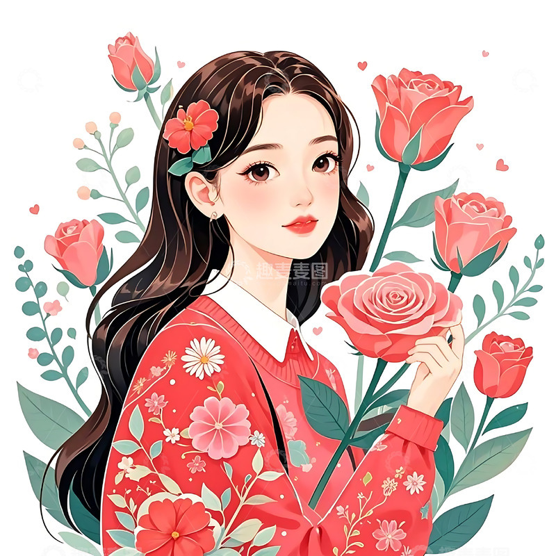 高清大图下载【趣麦麦图】妇女节手绘卡通人物元素30