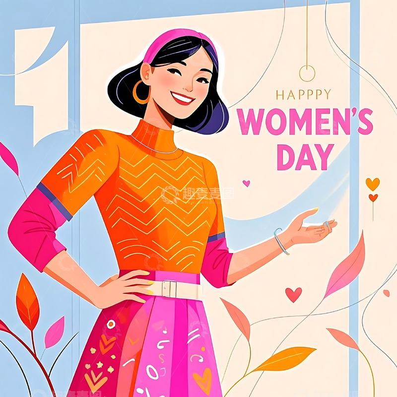 高清大图下载【趣麦麦图】女神节手绘卡通人物元素17