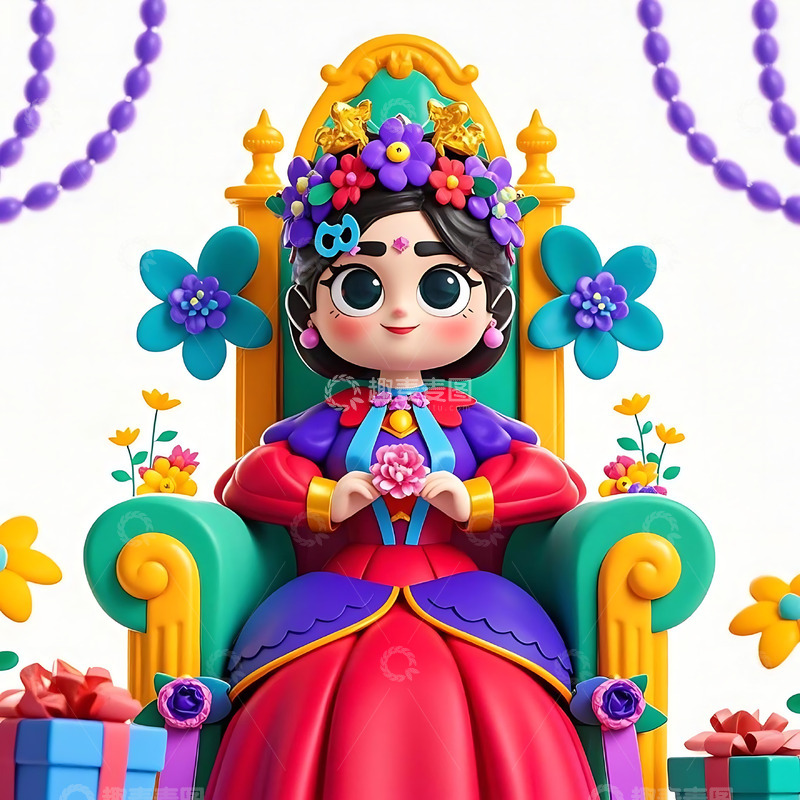 高清大图下载【趣麦麦图】女神节手绘卡通人物元素4