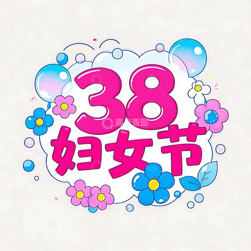 高清大图下载【趣麦麦图】妇女节字体设计元素1