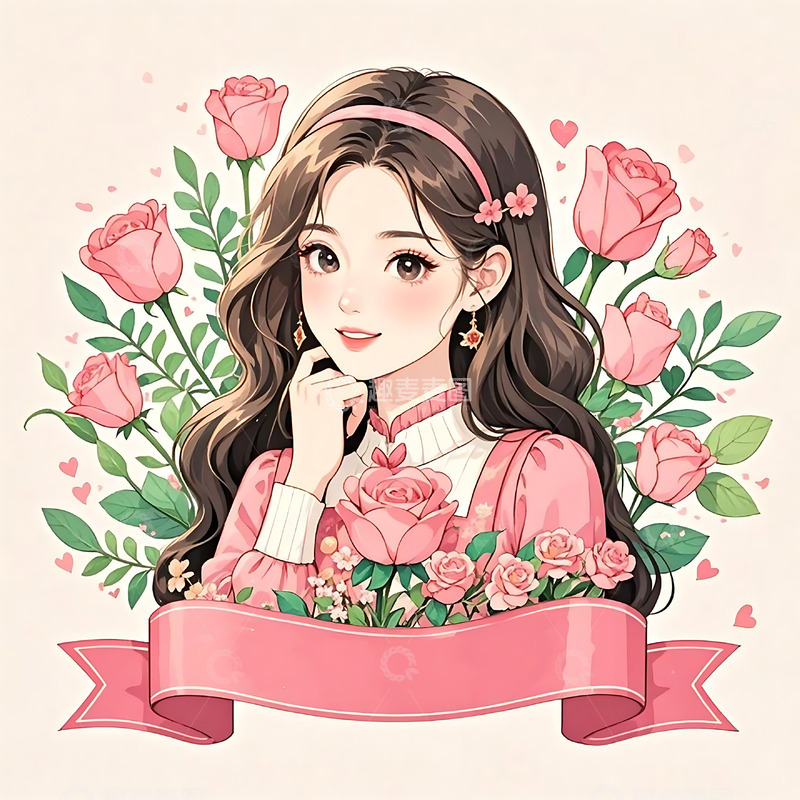 高清大图下载【趣麦麦图】女神节手绘卡通人物元素13