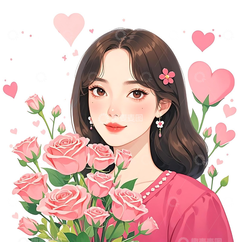 高清大图下载【趣麦麦图】女神节手绘卡通人物元素18