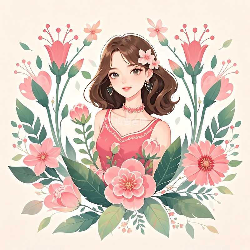 高清大图下载【趣麦麦图】女神节手绘卡通人物元素11