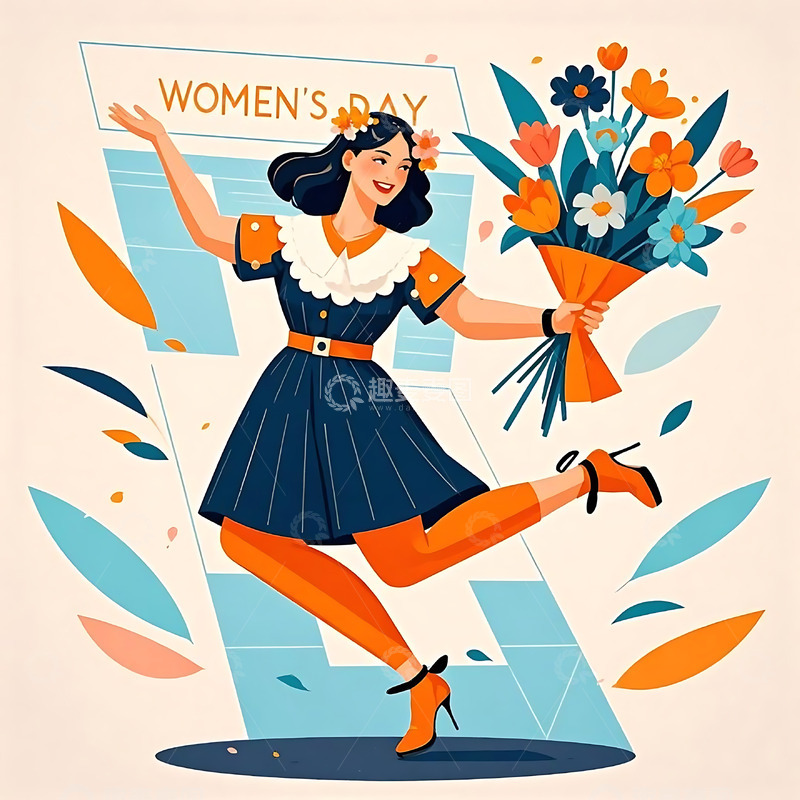 高清大图下载【趣麦麦图】女神节手绘卡通人物元素21