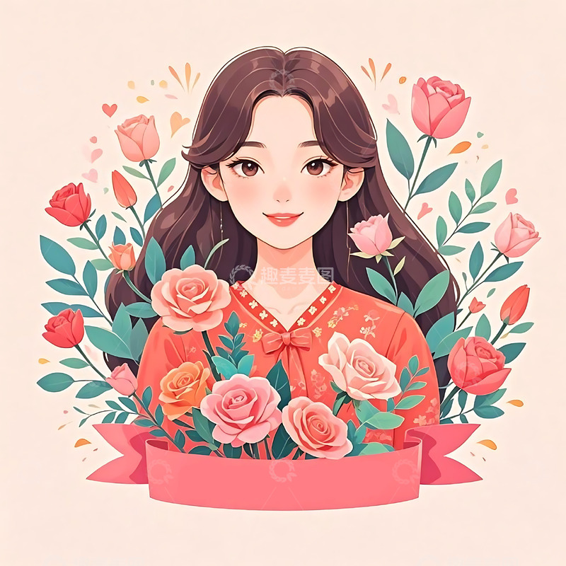 高清大图下载【趣麦麦图】妇女节手绘卡通人物元素22