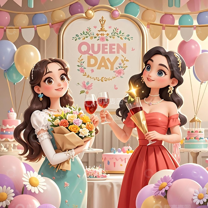 高清大图下载【趣麦麦图】女神节手绘卡通人物元素5