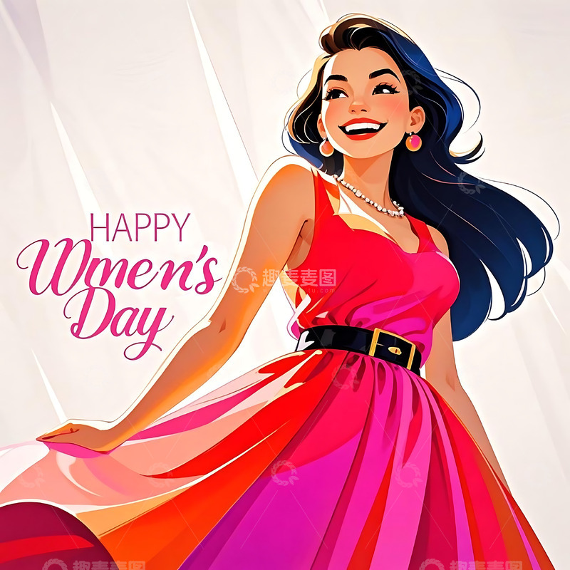 高清大图下载【趣麦麦图】女神节手绘卡通人物元素14