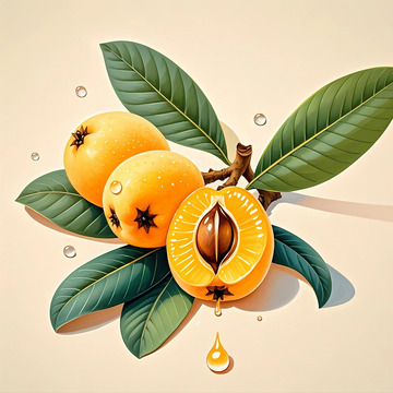 枇杷 水果 插画 