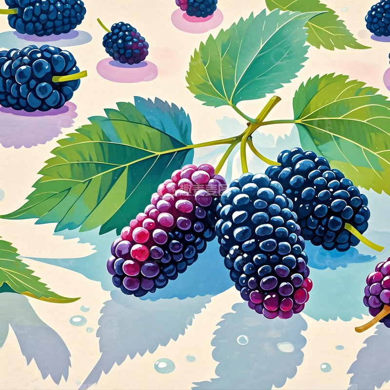 高清大图下载【趣麦麦图】桑葚 水果 插画 