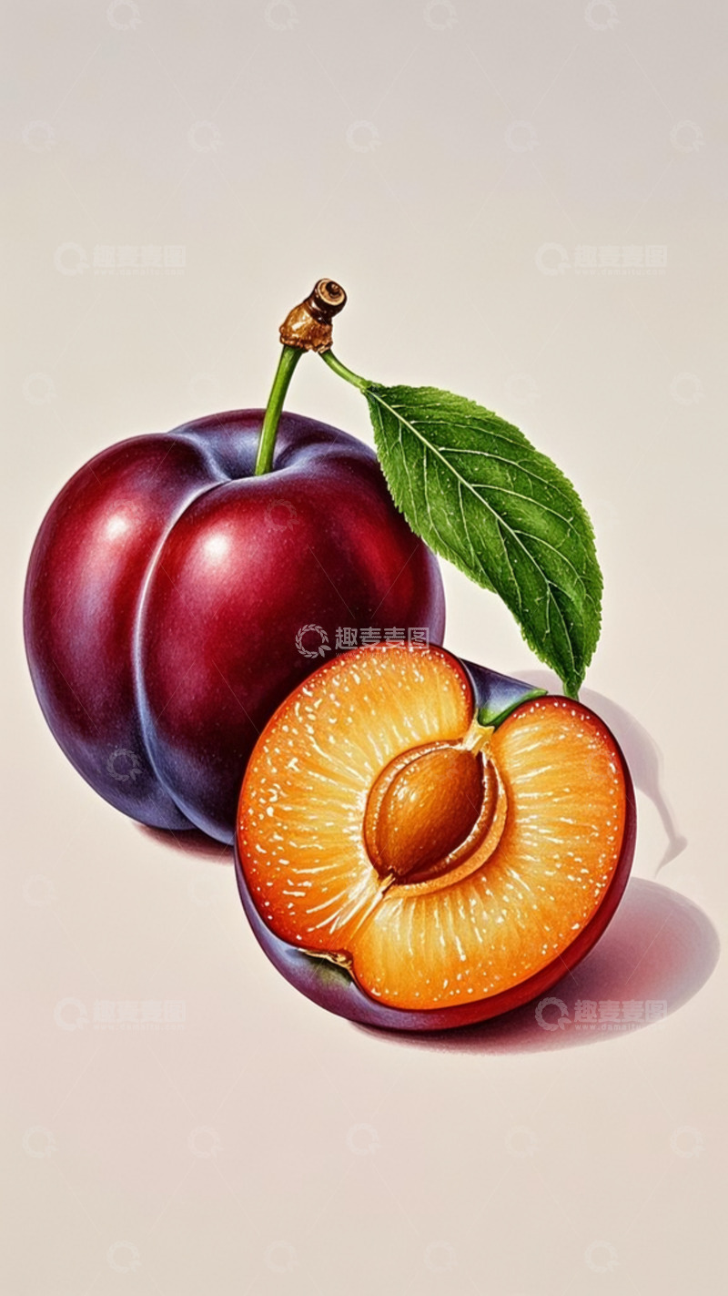 高清大图下载【趣麦麦图】李子  水果    手绘