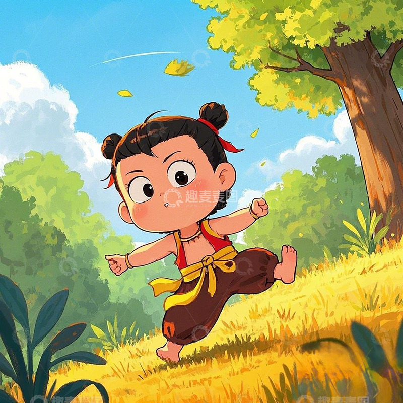 高清大图下载【趣麦麦图】春天里的小哪吒