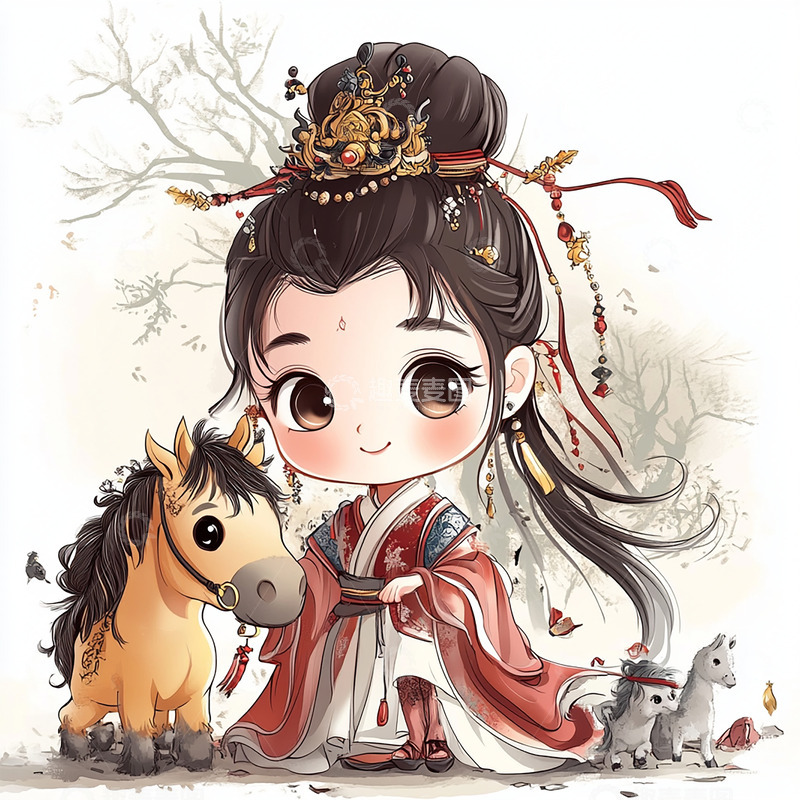 高清大图下载【趣麦麦图】十二生肖小女孩插画5