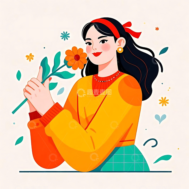 高清大图下载【趣麦麦图】妇女节手绘卡通人物元素82