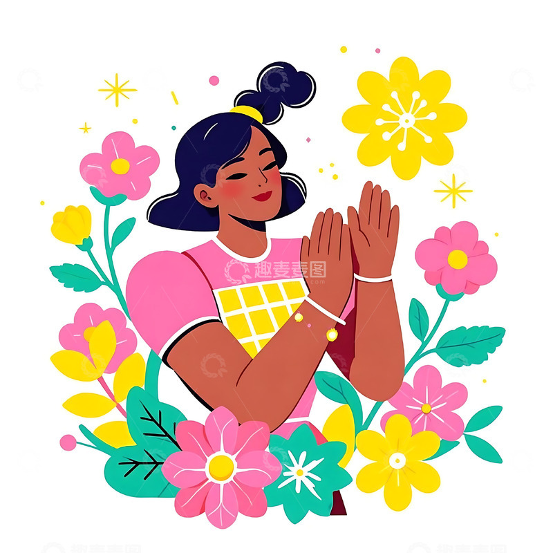高清大图下载【趣麦麦图】妇女节手绘卡通人物元素90