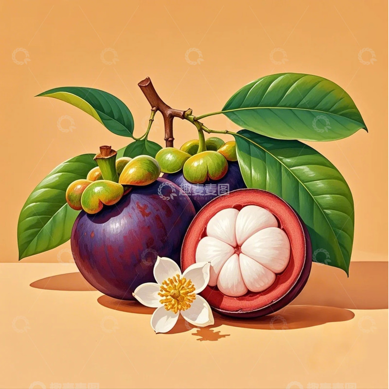 高清大图下载【趣麦麦图】山竹 水果 插画