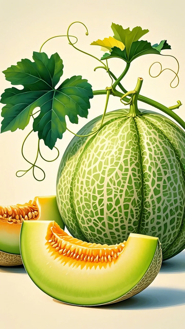 哈密瓜   水果 插画