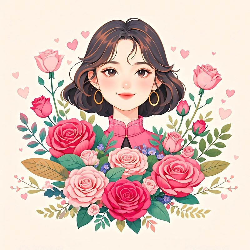 高清大图下载【趣麦麦图】妇女节手绘卡通人物元素76