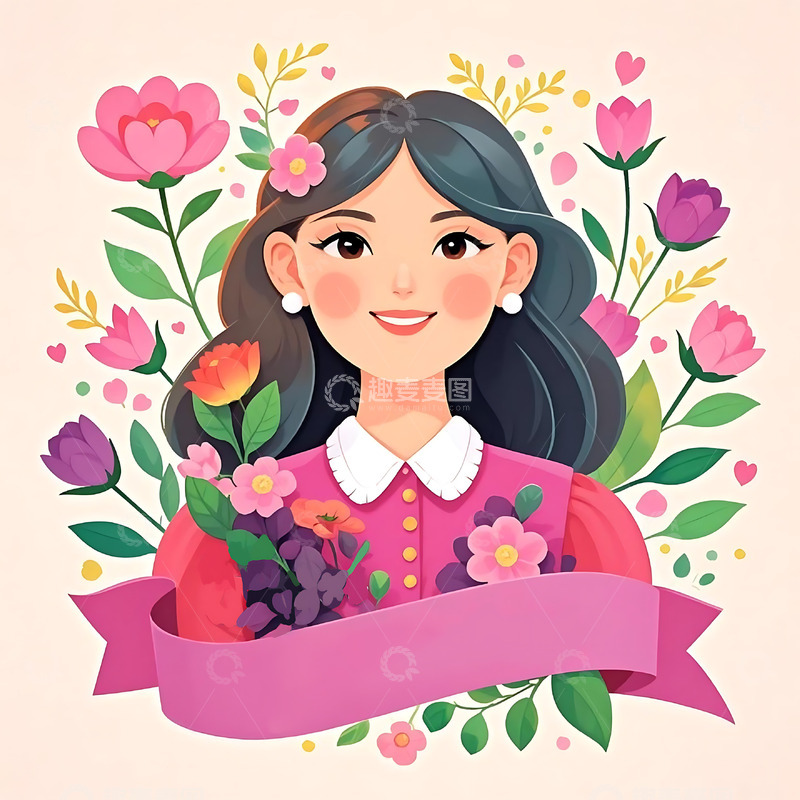 高清大图下载【趣麦麦图】妇女节手绘卡通人物元素80