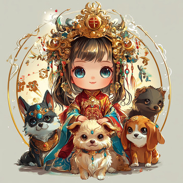 十二生肖小女孩插画1