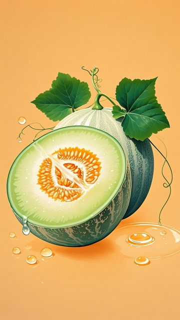 哈密瓜  水果 插画