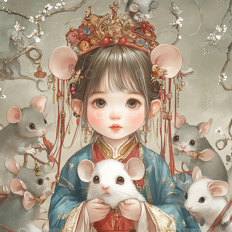 高清大图下载【趣麦麦图】十二生肖小女孩插画4