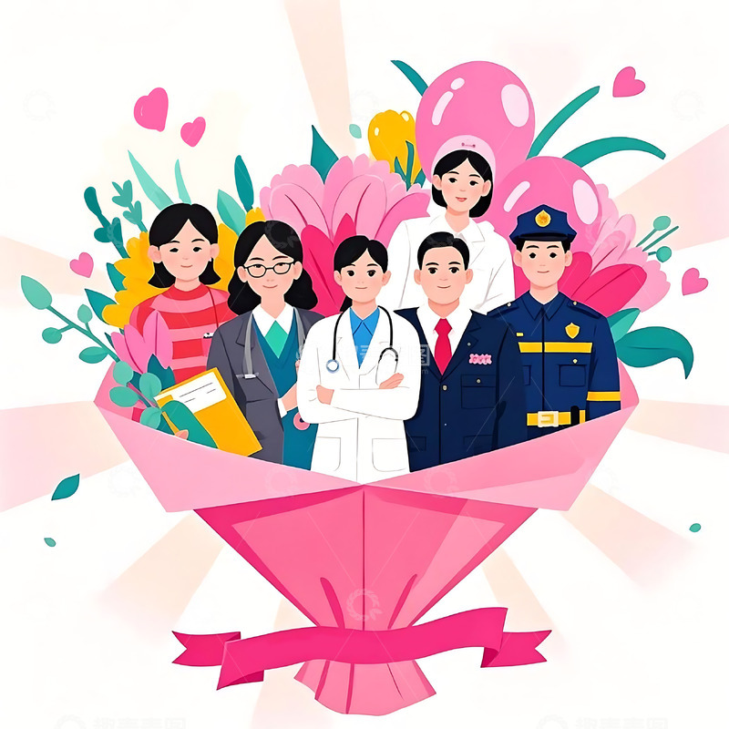 劳动节手绘人物插画元素1