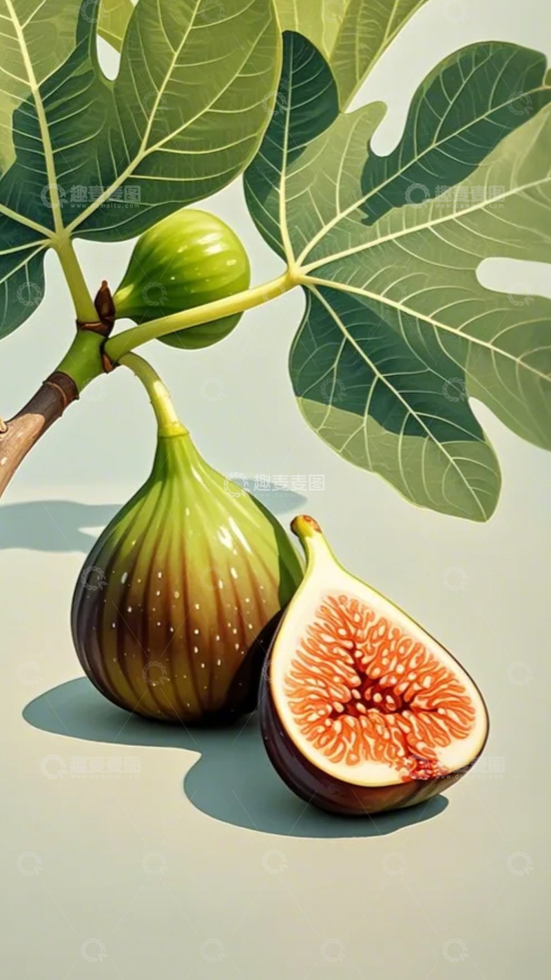 高清大图下载【趣麦麦图】无花果 水果  插画 