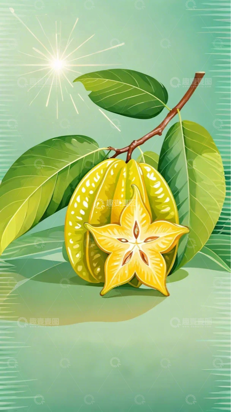 高清大图下载【趣麦麦图】水果 杨桃   手绘