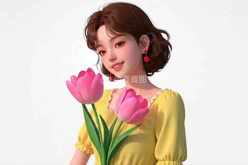 高清大图下载【趣麦麦图】时尚女孩人物和鲜花