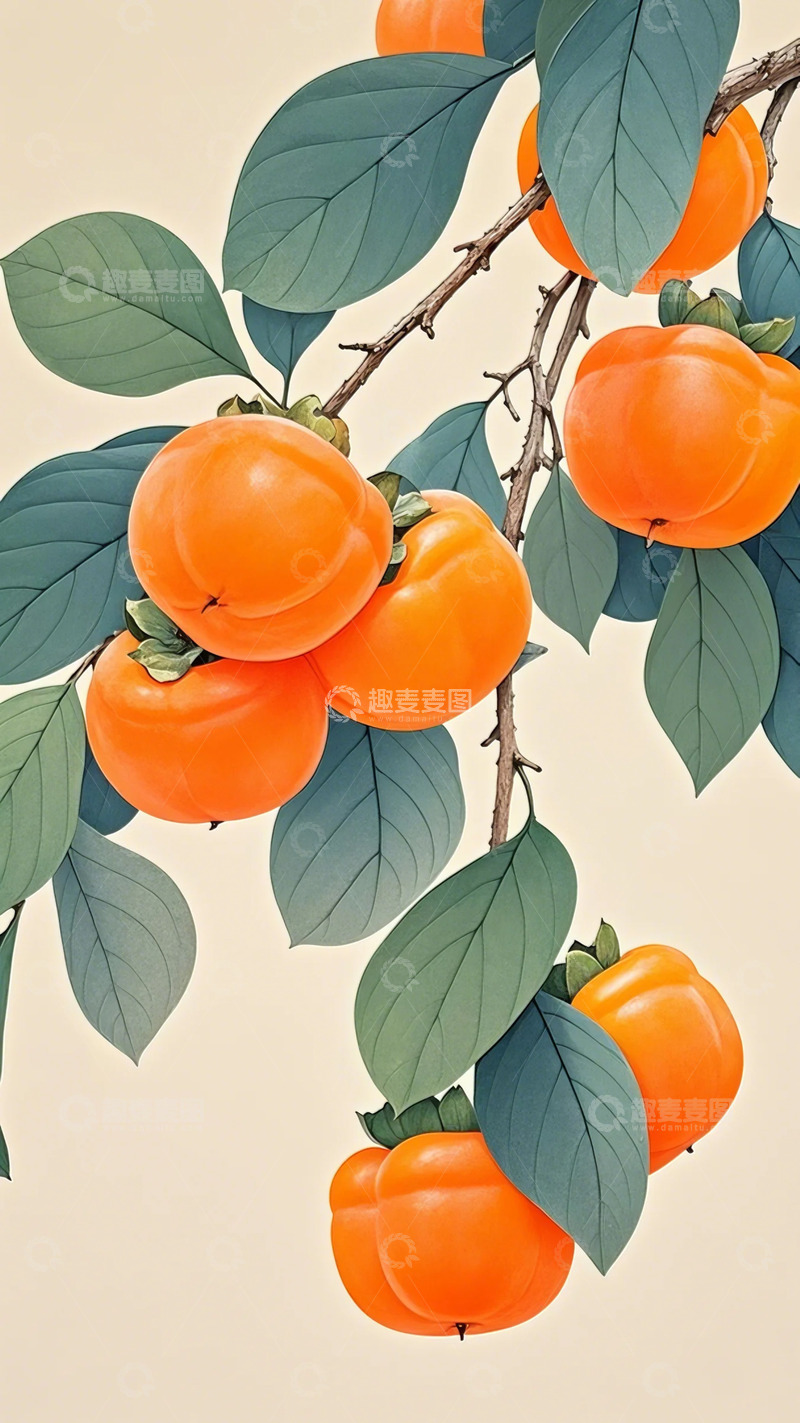 高清大图下载【趣麦麦图】柿子 杨桃   手绘