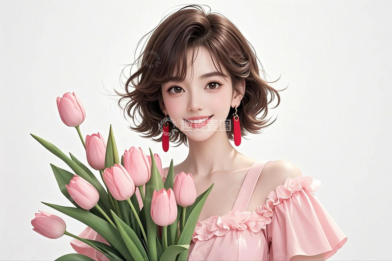 高清大图下载【趣麦麦图】时尚女孩人物和鲜花4