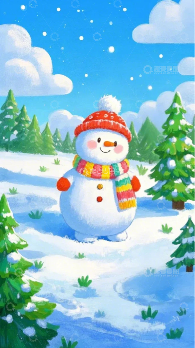 高清大图下载【趣麦麦图】冬天  雪  雪人  节气  冬1