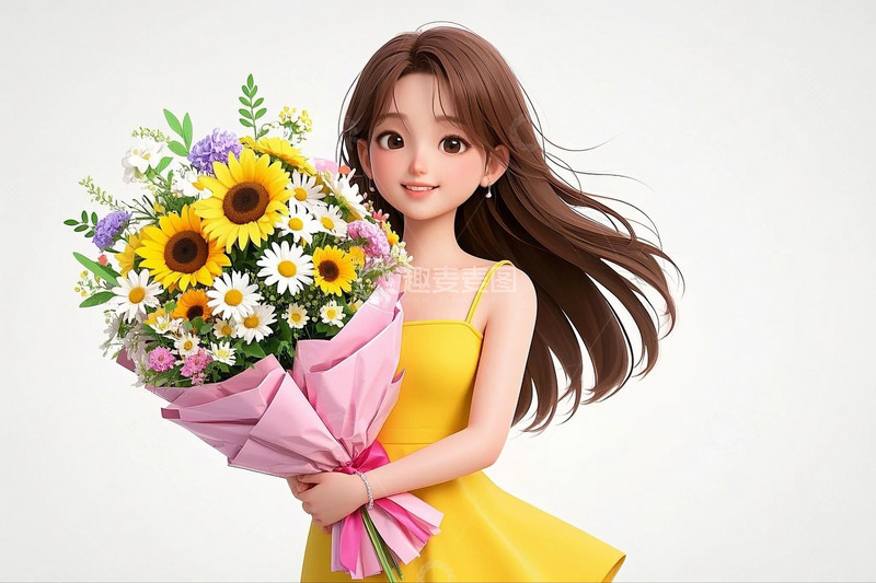 高清大图下载【趣麦麦图】时尚女孩人物和鲜花1