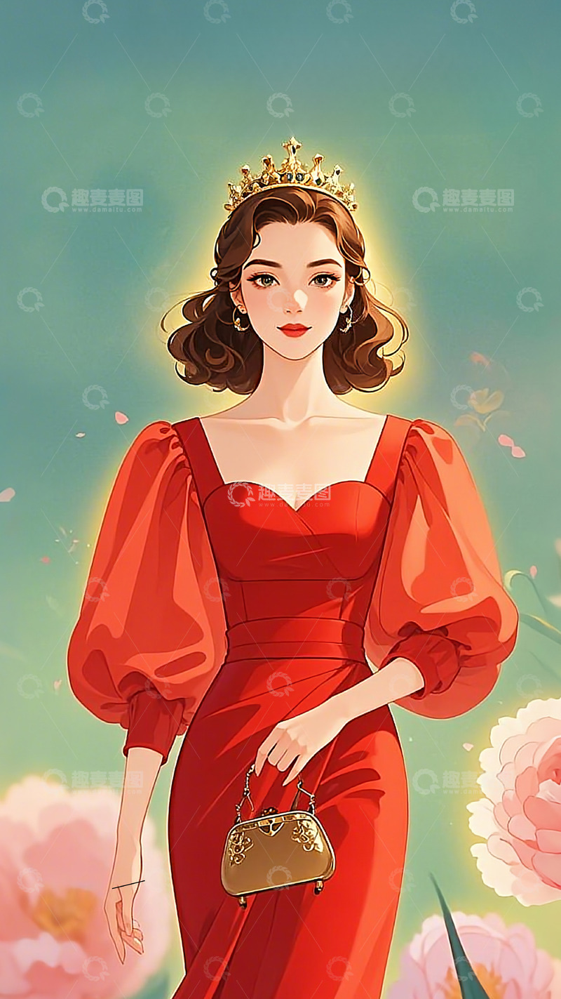 高清大图下载【趣麦麦图】女神节插画背景素材