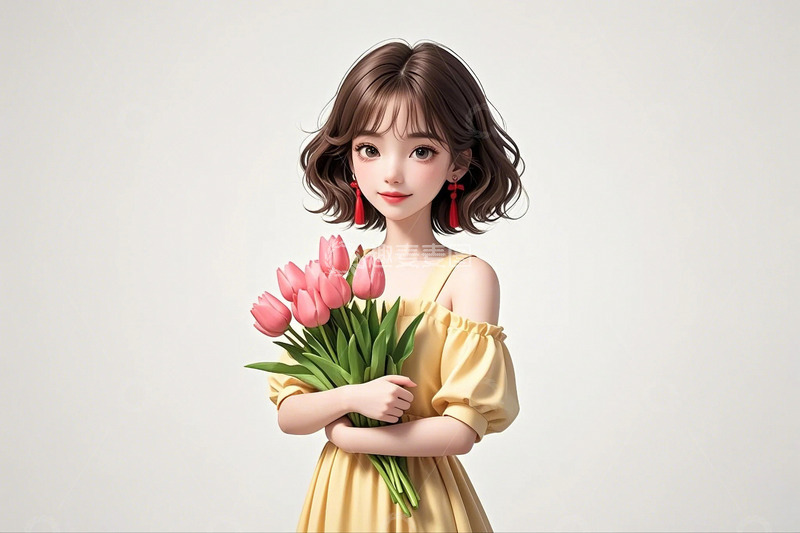 高清大图下载【趣麦麦图】时尚女孩人物和鲜花2